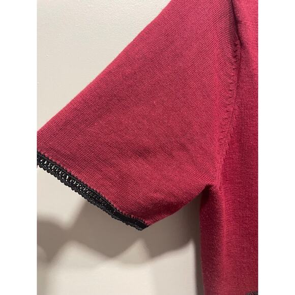 Vintage Koret Sweater Set Burgandy Floral Stitching Womens Size M - Picture 5 of 10